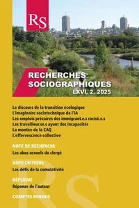 Recherches sociographiques. Vol. 66 No. 2, Mai-Août 2025