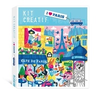 Alice Turquois - Kit créatif I love Paris - Coffret avec 2 tableaux à peindre, 12 pots de peinture, 1 pinceau, 1 carte de Paris à décorer et 1 planche de sticker.