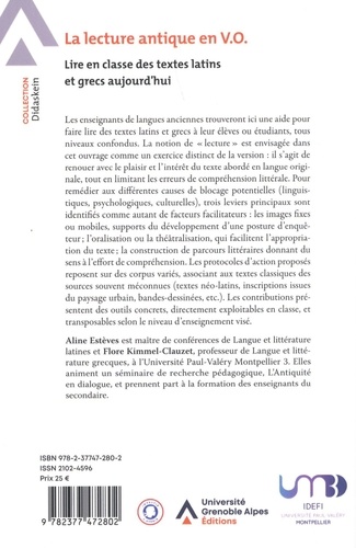 La lecture antique en V.O. Lire en classe des textes latins et grecs aujourd'hui