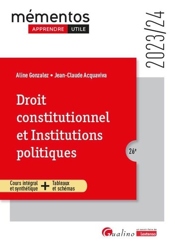 Droit constitutionnel et Institutions politiques  Edition 2023-2024