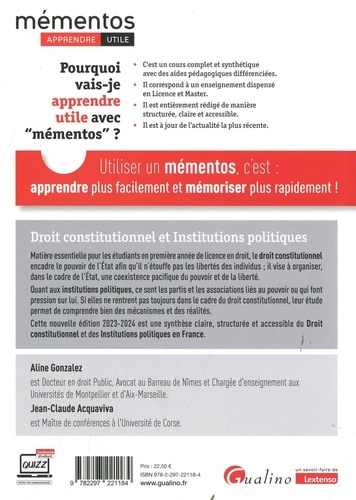 Droit constitutionnel et Institutions politiques  Edition 2023-2024