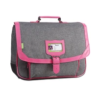 Cartable Tann's Chiné Néon Pink gris et rose - 38cm