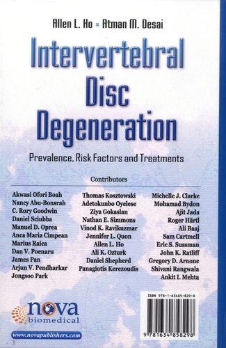 Intervertebral Disc Degeneration. Prevalence, Risk Factors & Treatments