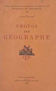 Propos d'un géographe