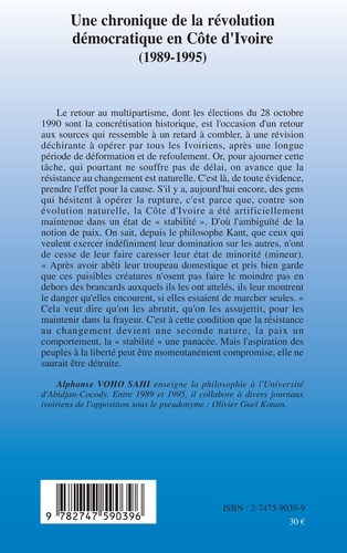 Une chronique de la révolution démocratique en Côte d'Ivoire (1989-1995)