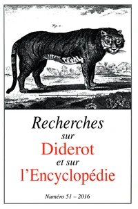 Recherches sur Diderot et sur l'Encyclopédie N° 51/2016