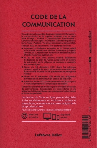 Code de la communication. Annoté & commenté  Edition 2023