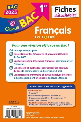 Objectif BAC Fiches détachables Français 1re BAC 2025