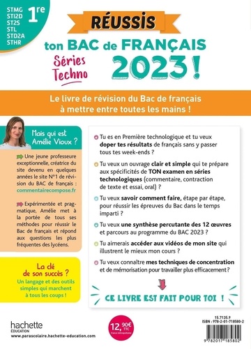 Réussis ton Bac de français avec Amélie Vioux  1res STMG - STI2D - ST2S - STL - STD2A - STHR  Edition 2023