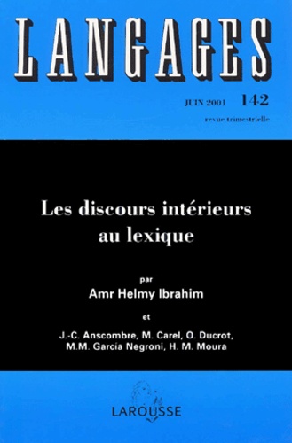 Amr Helmy - Langages N° 142 Juin 2001 : Les discours intérieurs au lexique.