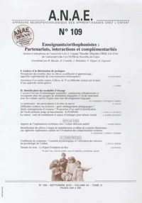 Enseignants/orthophonistes: Partenariats, intéractions et complémentarités