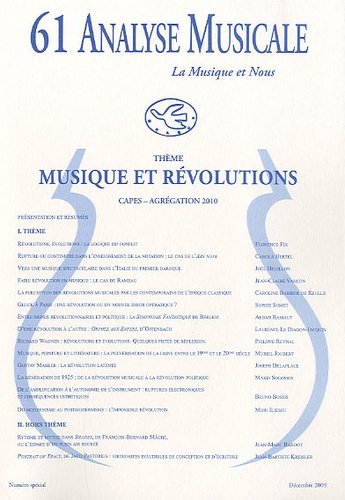 Florence Fix et Carole Hertel - Analyse Musicale N° 61, Décembre 2009 : Musique et révolutions - Capes-agrégation 2010.