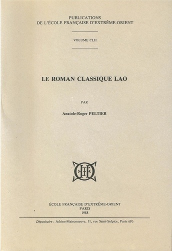 Anatole-Roger Peltier - Le roman classique lao.