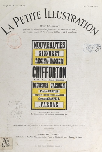 Chifforton. Comédie en trois actes, représentée pour la première fois, au théâtre des Nouveautés, le 18 décembre 1924