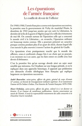 Les épurations de l'armée française (1940-1966). Le conflit de devoir de l'officier