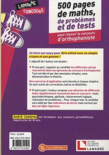 500 pages de maths, problèmes et tests pour réussir le concours d'orthophoniste  Edition 2019-2020