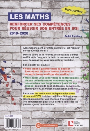 Les maths. Renforcer ses compétences pour réussir son entrée en IFSI via Parcoursup  Edition 2019-2020