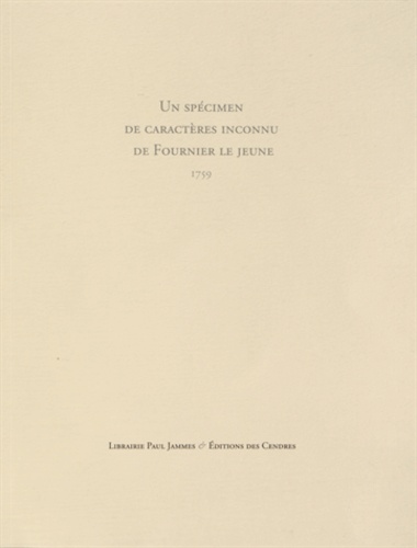André Jammes - Un spécimen de caractères inconnu de Fournier le Jeune (1759).