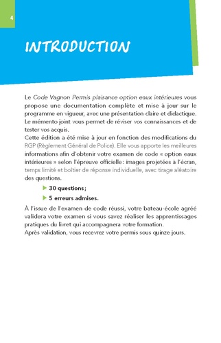 Code Vagnon Permis Plaisance Option eaux intérieures. Conforme aux textes officiels