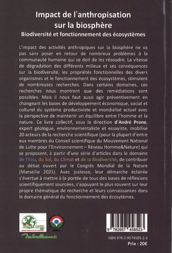 Impact de l'anthropisation sur la biosphère. Biodiversité et fonctionnement des écosystèmes