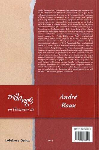 Mélanges en l'honneur d'André Roux. Constitutions, peuples et territoires