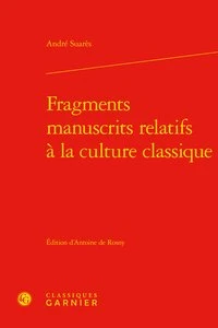 Fragments manuscrits relatifs a la culture classique