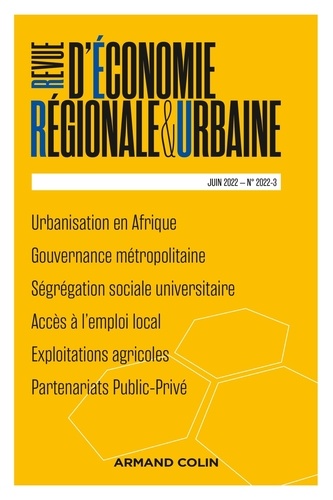 Revue d'économie régionale et urbaine N° 3/2022, juin 2022