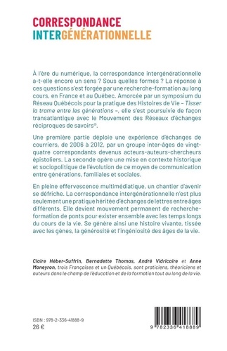 Correspondance intergénérationnelle. Textes et contextes en France et au Québec