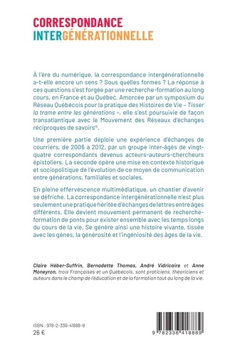 Correspondance intergénérationnelle. Textes et contextes en France et au Québec