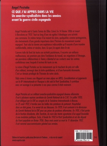 Ce que j'ai appris dans la vie. Un anarcho-syndicaliste dans les années d'avant la guerre civile espagnole