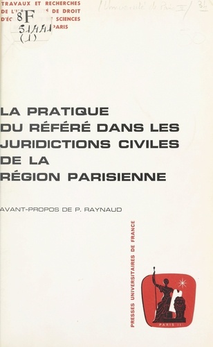 La pratique du référé dans les juridictions civiles de la région parisienne