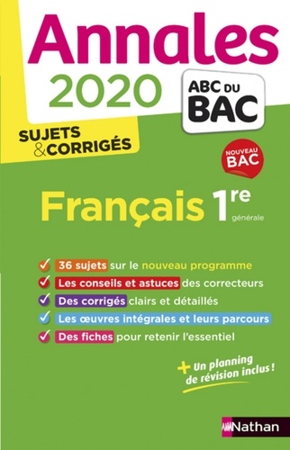 Français 1re générale. Sujets & Corrigés  Edition 2020