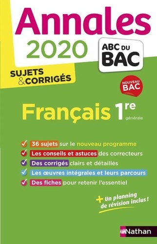 Français 1re générale. Sujets & Corrigés  Edition 2020