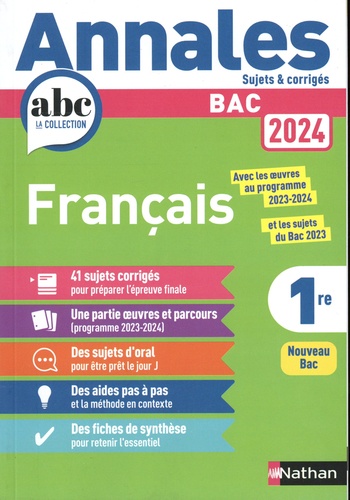 Français 1re. Sujets & corrigés  Edition 2024