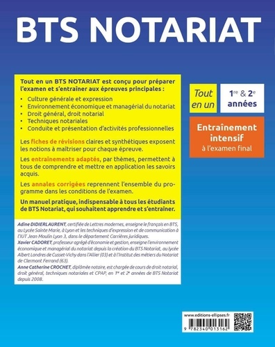 BTS notariat Programmes de 1re et 2e années. Entraînement intensif à l'examen final