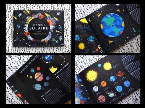 Coffret Système solaire. Avec 1 poster, 40 stickers, 12 étoiles murales phospho, 1 badge, 1 écusson, 1 maquette de fusée
