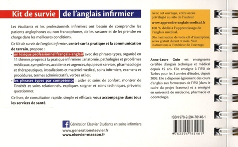 vocabulaire anglais infirmier pour étudiants et professionnels : kit de  survie en services de soins