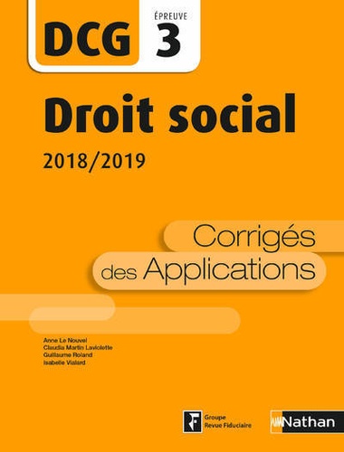 Droit social DCG 3. Corrigés des applications  Edition 2018-2019
