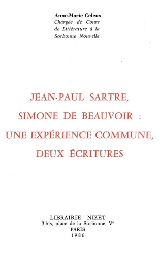 Jean-Paul Sartre, Simone de Beauvoir : une expérience commune, deux écritures - Occasion