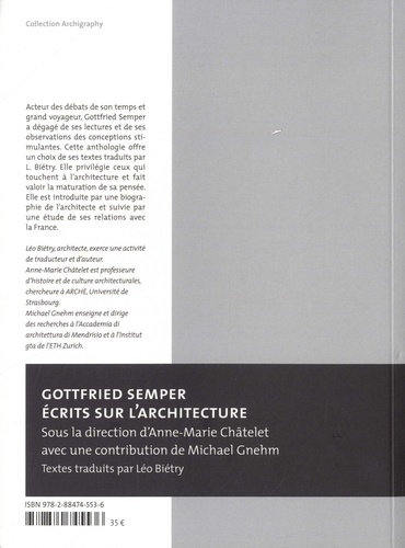 Gottfried Semper. Ecrits sur l'architecture