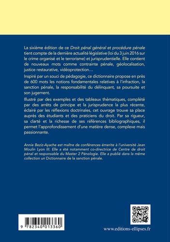 Dictionnaire de droit pénal général et procédure pénale 6e édition revue et augmentée