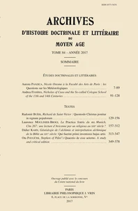 Archives d'histoire littéraire et doctrinale du Moyen-Age