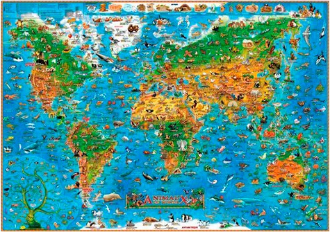 Carte animaux du monde avec barres