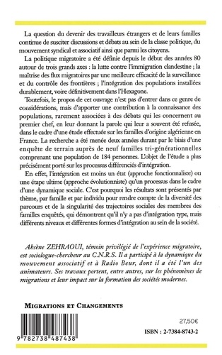 Familles D'Origine Algerienne En France. Etude Sociologique Des Processus D'Integration