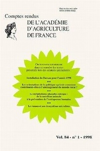  Anonyme - Installation du Bureau pour l'Année 1998 Les orientations de la politique agricole commune contribuent elles... (Comptes rendus AAF Vol 84 n°1 1998).
