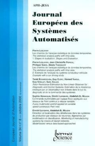  Anonyme - Journal Europeen Des Systemes Automatises Volume 34 N°8 Octobre 2000.