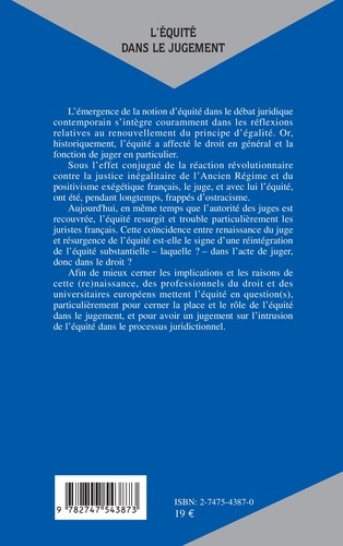 L'équité dans le jugement. Actes du colloque de Montpellier organisé par le CERCoP, les 3 et 4 novembre 2000
