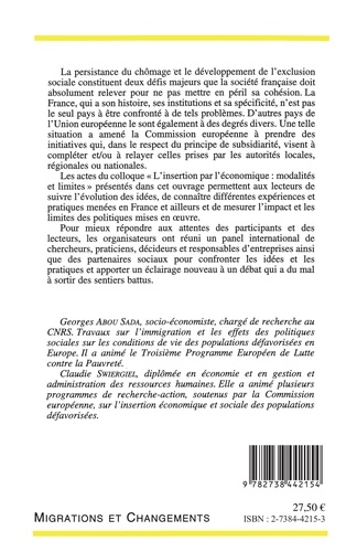 L'insertion par l'économique. Modalités et limites, actes du séminaire de Roubaix, 30 septembre-1er octobre 1993
