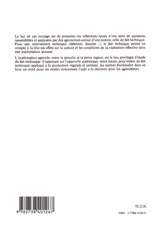 Le fait technique en agronomie. Activité agricole, concepts et méthodes d'étude