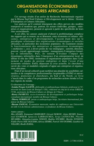 Organisations économiques et cultures africaines. De l'homo oeconomicus à l'homo situs, [colloque, Bruxelles-Rixensart, 26-30 avril 1994